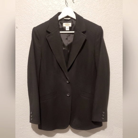 Talbots Black Italian Wool Blazer Jacket Classic Notched Lapels 2 Button Size 6 - Picture 2 of 9